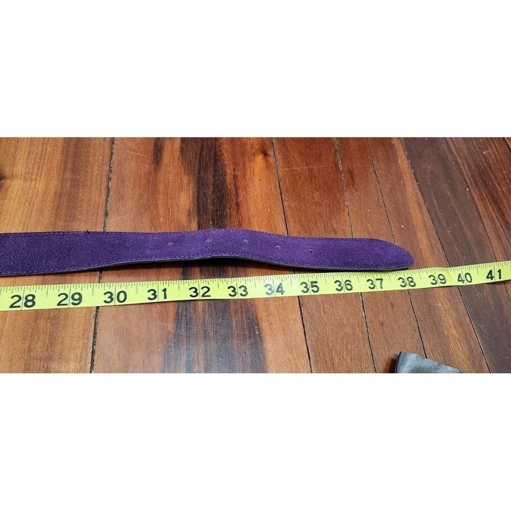 Vintage Genuine Suede Leather Belt color violet Size L - Picture 10 of 13